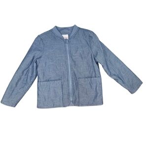 Cat & Jack Boys Chambray Blue Quilted Jacket Size XS 4/5